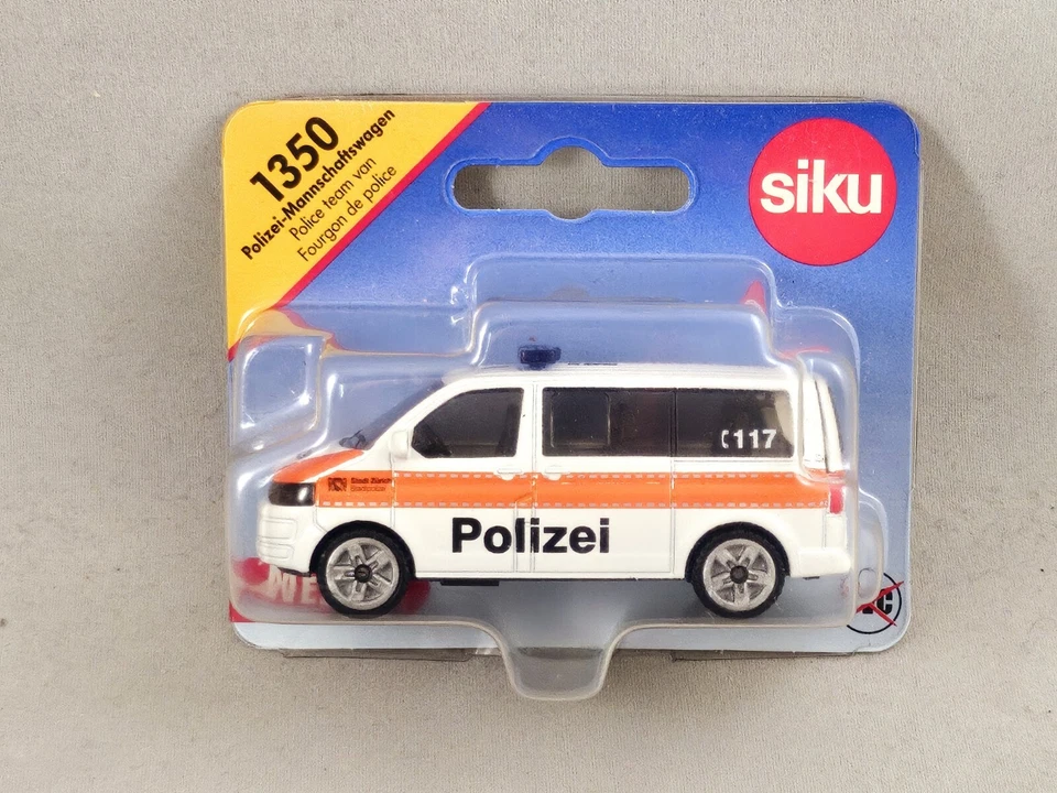 Siku VW Bus T5 Sondermodell Schweiz Polizei Stadt Zürich 1350 OVP 1:55
