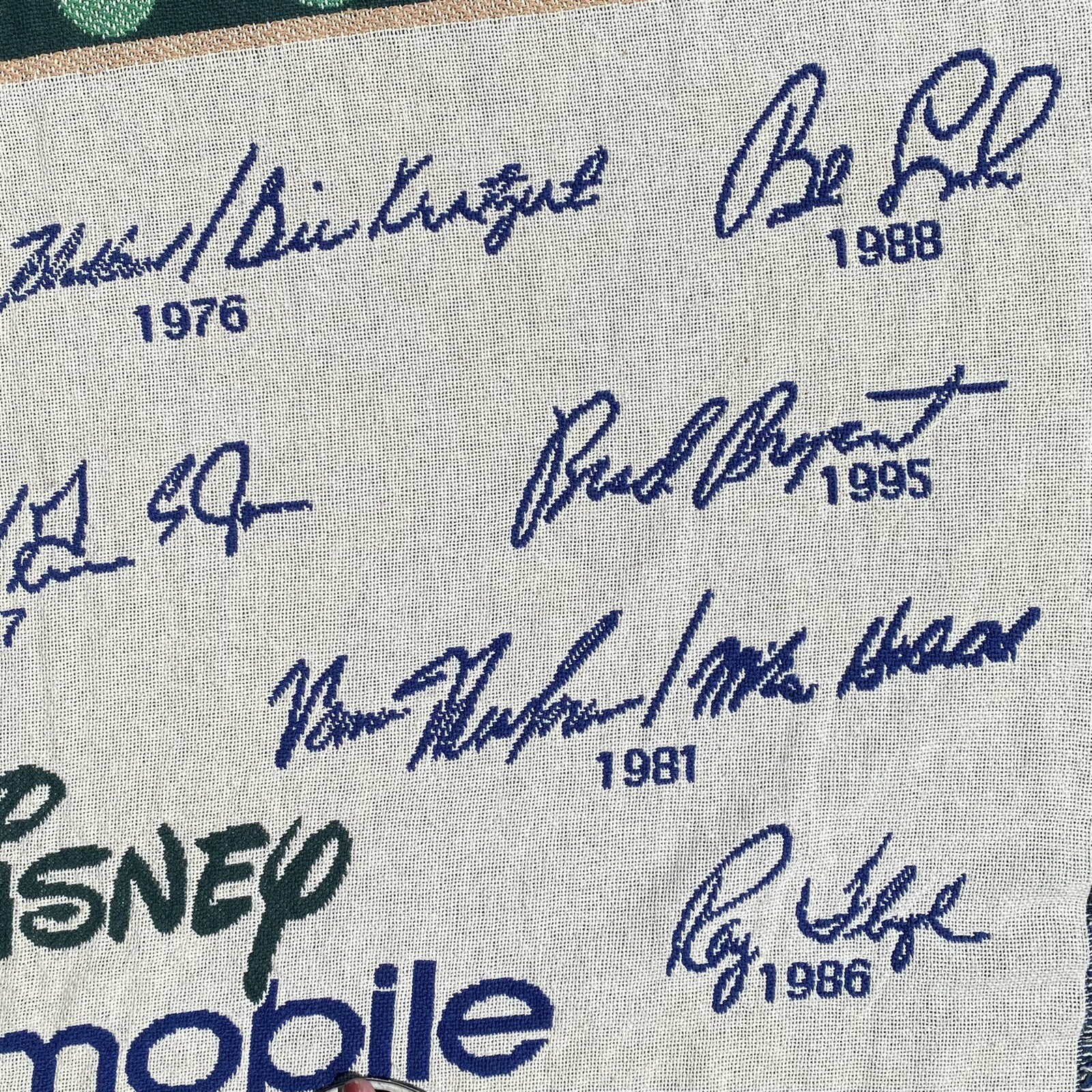 Vtg Disney Oldsmobile Golf Classic Tapestry Throw Blanket 7090s Sewn