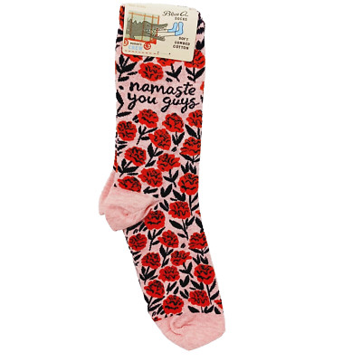 Sock Blue Q Crew Women Boy Namaste You Guys Yoga Exercise Chair Peace NWT NEW