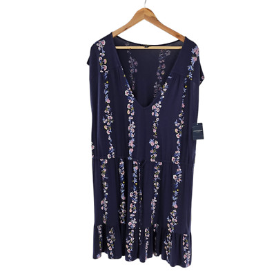 Lucky Brand Sleeveless V-Neck Elastic Waist Drawstring Floral Dress Women Large