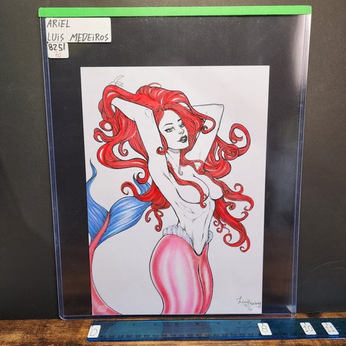 3-10-01 .1258. original 8x12 hand drawn 1/1 art sketch by luis medeiros of ariel