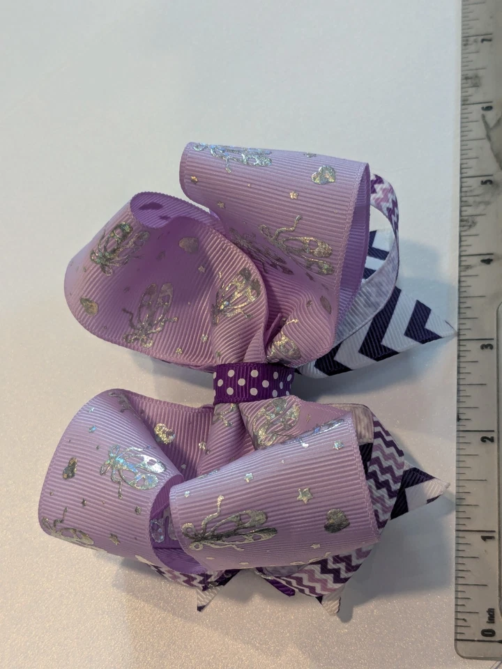 Zapatillas de ballet zapatos de bailarina morado arco para el pelo 5 pulgadas boutique apilador moño hecho a mano Foto 4 de 4