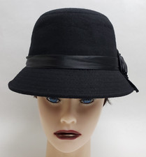 Women's Hat Church Casual Black Floral Bow One Size