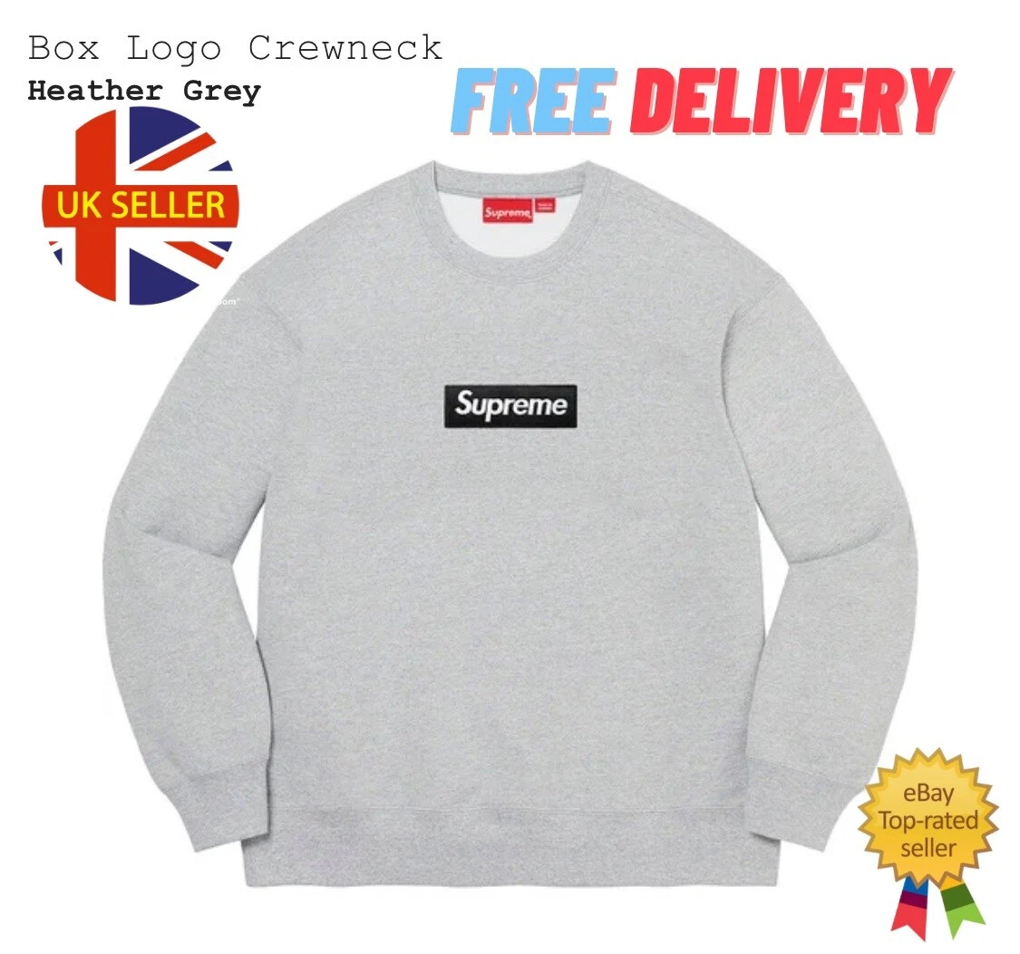 Supreme Box logo Crewneck gris bruyère FW2022 XL toute nouvelle commande confirmée