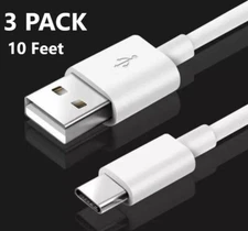3-Pack 10FT Fast Charging Cord Type C Cable USB-C For Samsung Galaxy A21 A31 A51