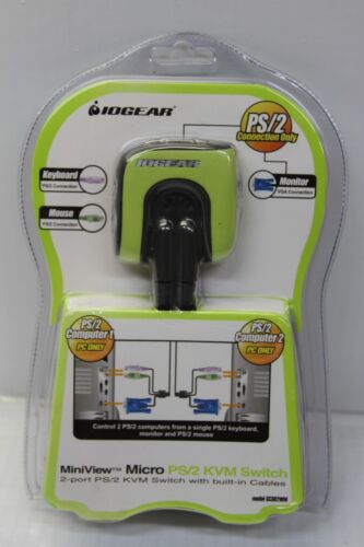 IOGear Miniview Mirco PS/2 KVM Switch w/2 Ports w/Cables GCS62WM