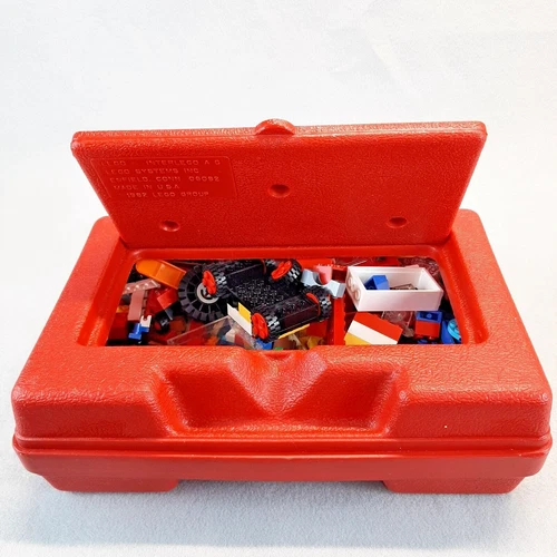 Vintage 1982 Lego Red Carrying Plastic Case Storage Box Some VTG Legos Included