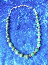 Elegante Vecchio Collana Di Malachite - Perle - 800 Argento - Collana Di Perle!