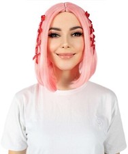 HPO Adult Lakeyah Pink Wigs For Women - Sleek Short Straight Hairstyle Costume