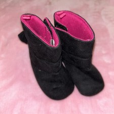 Baby/toddler Girl Boots Size 3 Black With Pink Inside,bows On The Heel