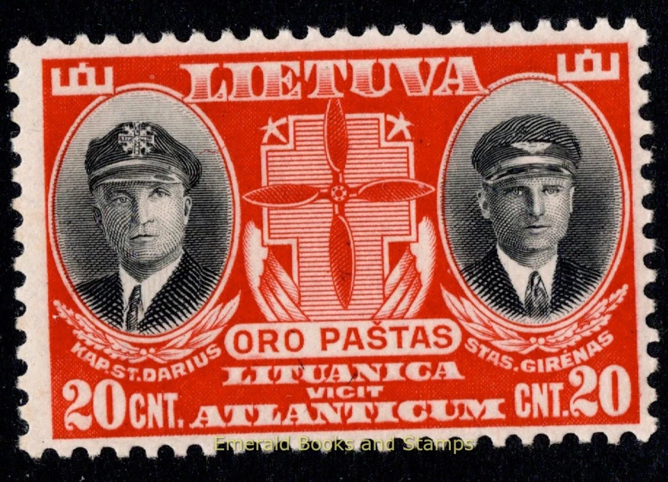 EBS Lithuania 1934 - Aviators Darius and Girenas - Lituanica - Mi. 385-387 MNH** - Image 2 of 4