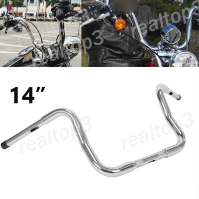 14'' Silver Rise 1-1/4'' Ape Hanger Handlebar Fit For Harley Softail Dyna