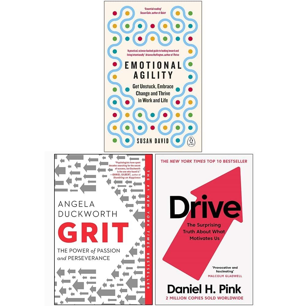 Emotional Agility.Grit Angela Duckworth, Drive Angela Duckworth 3 Books Set