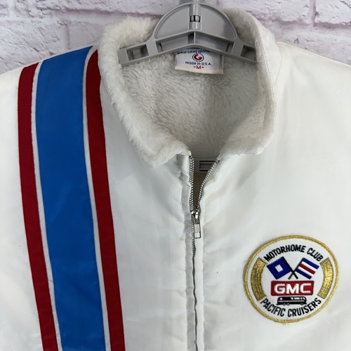 GMC Motorhome Club Great Lakes Sportswear Jacket White Sherpa Racer 80s Medium - Picture 4 of 15