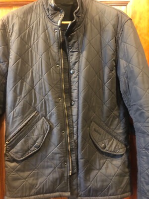 Barbour Mens Powell Quilted Jacket Size Small Coat Black