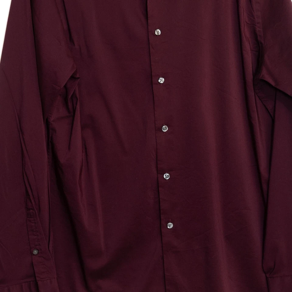 Camisa de vestir Madison ajustada para hombre borgoña con botones talla L ajustada Foto 4 de 4