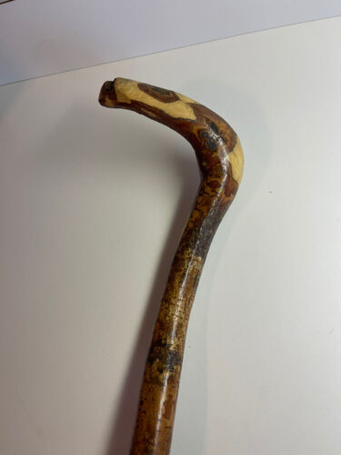 Hand Carved Wooden Walking Cane Stick Folk Art Driftwood Natural Whittled Wood - Picture 4 of 7
