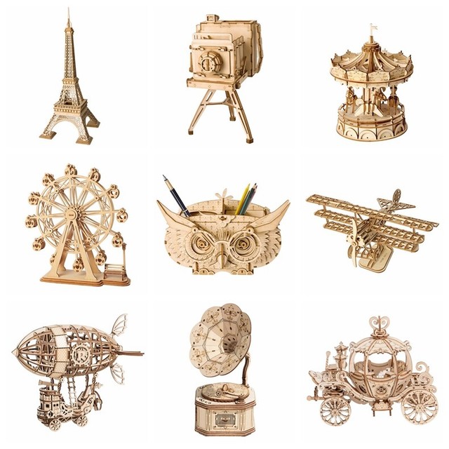 New DIY 3D Wood Puzzle Model Game Assembling Toy Gift For Children Kids