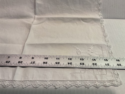 vtg 16" square white cloth napkin decorative border lightweight lot of 5 - Picture 6 of 7