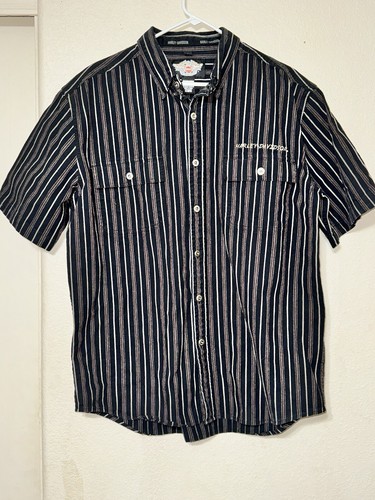 Harley Davidson Shirt Mens Large Black Plaid Motorcycle Biker
