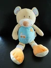 *. DOU KIDOU DOUKIDOU BEAR BLUE ORANGE STAR AUTO BALLS PLUSH BLANKET VGC