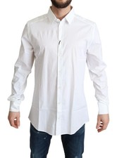 Dolce & Gabbana White Cotton Stretch Men Dress Formal Men's Shirt Authentic