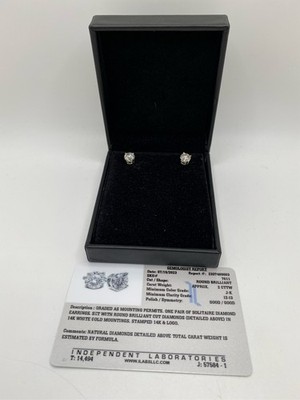 IGI zertifizierte 2 Karat runde im Labor gezüchtete Diamant Ohrstecker für Damen & Herren,