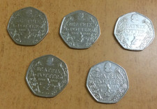 Beatrix Potter 150th Anniversary 50p 2016, Qty 5, Circulated, Sold as seen