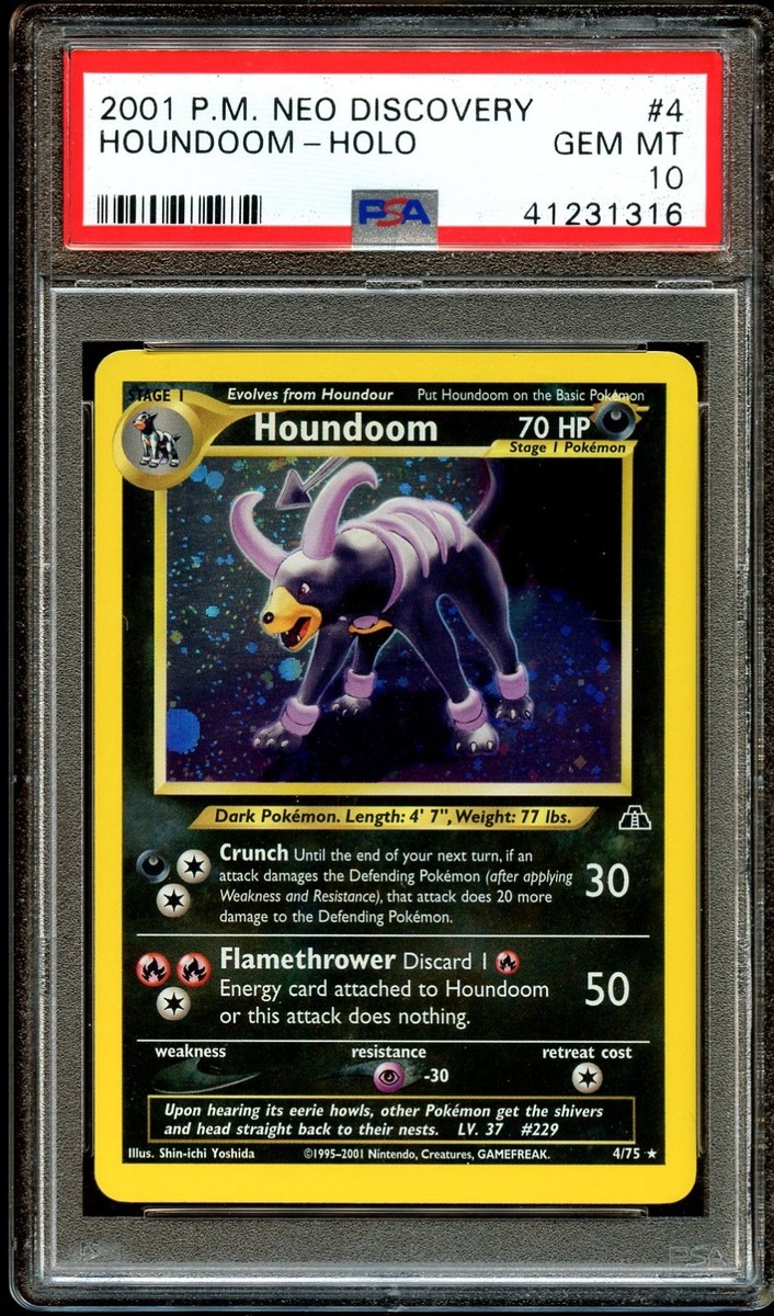 PSA 10 GEM MINT Houndoom 4/75 HOLO Neo Discovery RARE Pokemon Card