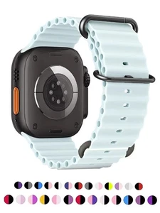 Ocean Band for Apple Watch Ultra 3/11/10/9/8/7/6/SE Silicone Strap Waterproof