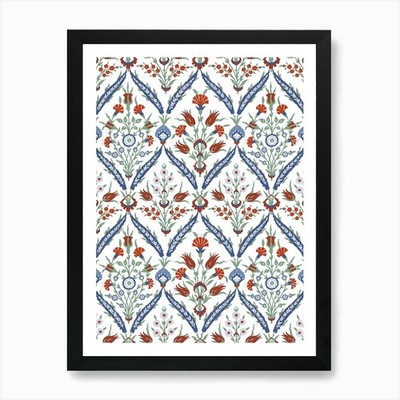 Türkisches Blumenmuster   Iznik Turk gerahmtes Wandbild Poster Leinwanddruck Bild
