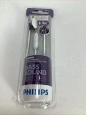 Philips Bass Sound SHE2005 Earbud Headset w/ Mic, Purple  White NEW