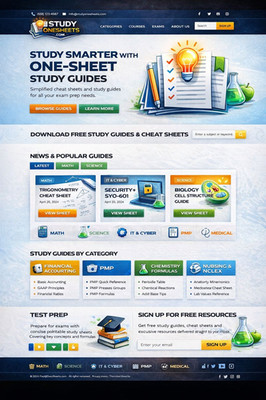 StudyOneSheets.com | Study Guides & Learning Platform Domain
