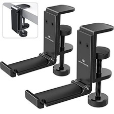 2Pack Upgrade Foldable Headphone Stand Under Desk PC Premium Black-Two Pack