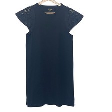 Kate Spade New York Black Cotton Eyelet Flutter Sleeve Shift Dress XS