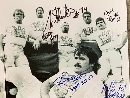 WASHINGTON REDSKINS "THE HOGS" 4 SIGNED 8X10 BOSTIC, MAKENZIE, STARKE, GRIMM COA