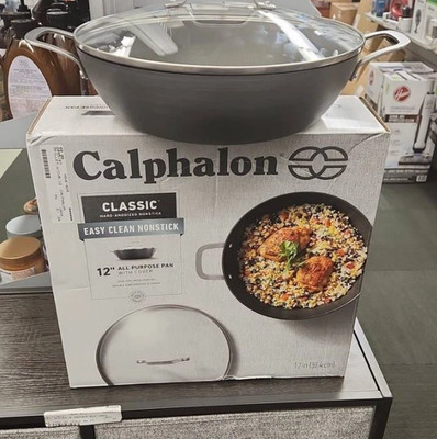 Calphalon Classic 12'' Easy Clean Nonstick Frying Pan Skillet with Glass Lid New