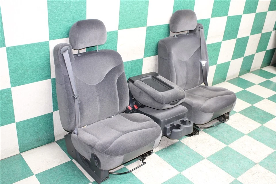 *WEAR* 02' SIERRA Gray Cloth Manual Front Split Bench Seat Console Jumpseat Set - Изображение 3 из 4