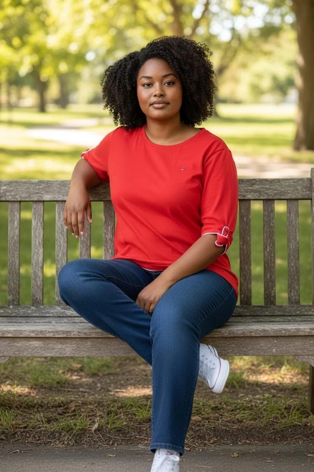 Camiseta Feminina Tommy Hilfiger Vermelha Manga Curta - Imagem 2 de 4
