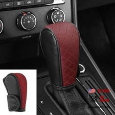 Upgraded Leather Car Gear Shift Knob Cover with Diamond Embroidery Burgundy