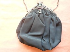 Antica Pochette da Sera Art Nouveau/Decò con Montatura in Metallo Argentato e Pi