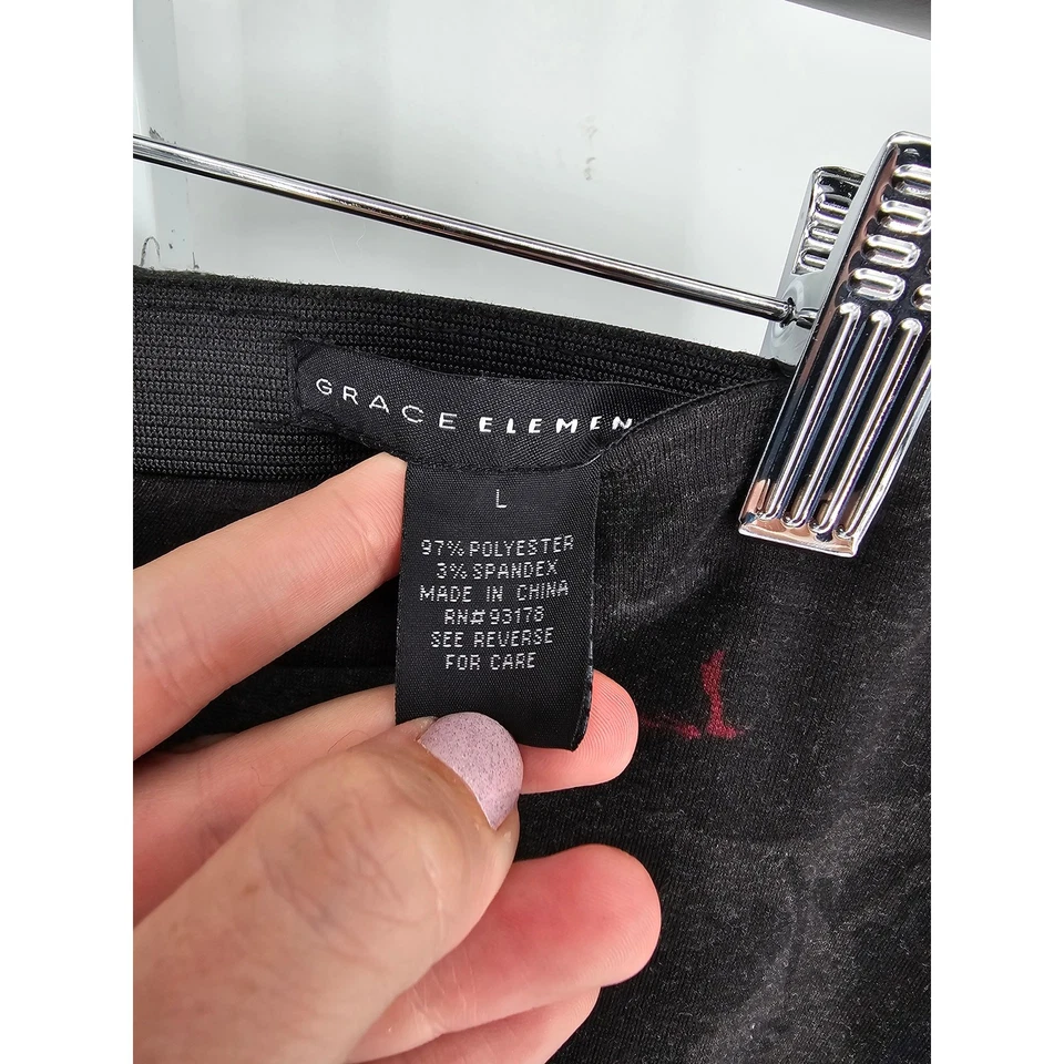 Falda lápiz Grace Elements para mujer talla L hasta la rodilla negra roja estampado floral Foto 2 de 3