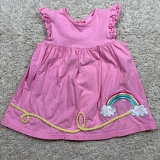 Goodlad Pink Rainbow Cloud Dress Toddler Girls 4T Flutter Sleeve Applique