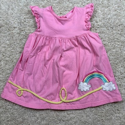 Goodlad Pink Rainbow Cloud Dress Toddler Girls 4T Flutter Sleeve Applique