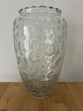 Große Glasvase mit Blumen-Relief – schweres Glas, sehr guter Zustand