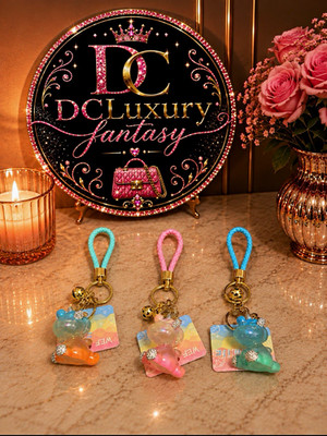 Unicorn Charm Keychain, Detachable Keyring, Multicolor glass