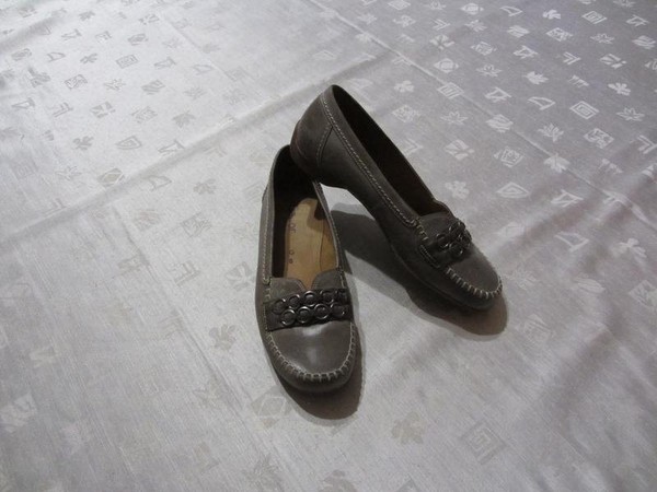 Women Gabor Loafers Grey Leather 39 #7STT