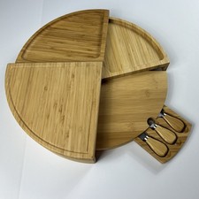 Swivel Wood Serving Tray & Utensils Multi Level Cheese Board Picnic at Ascot