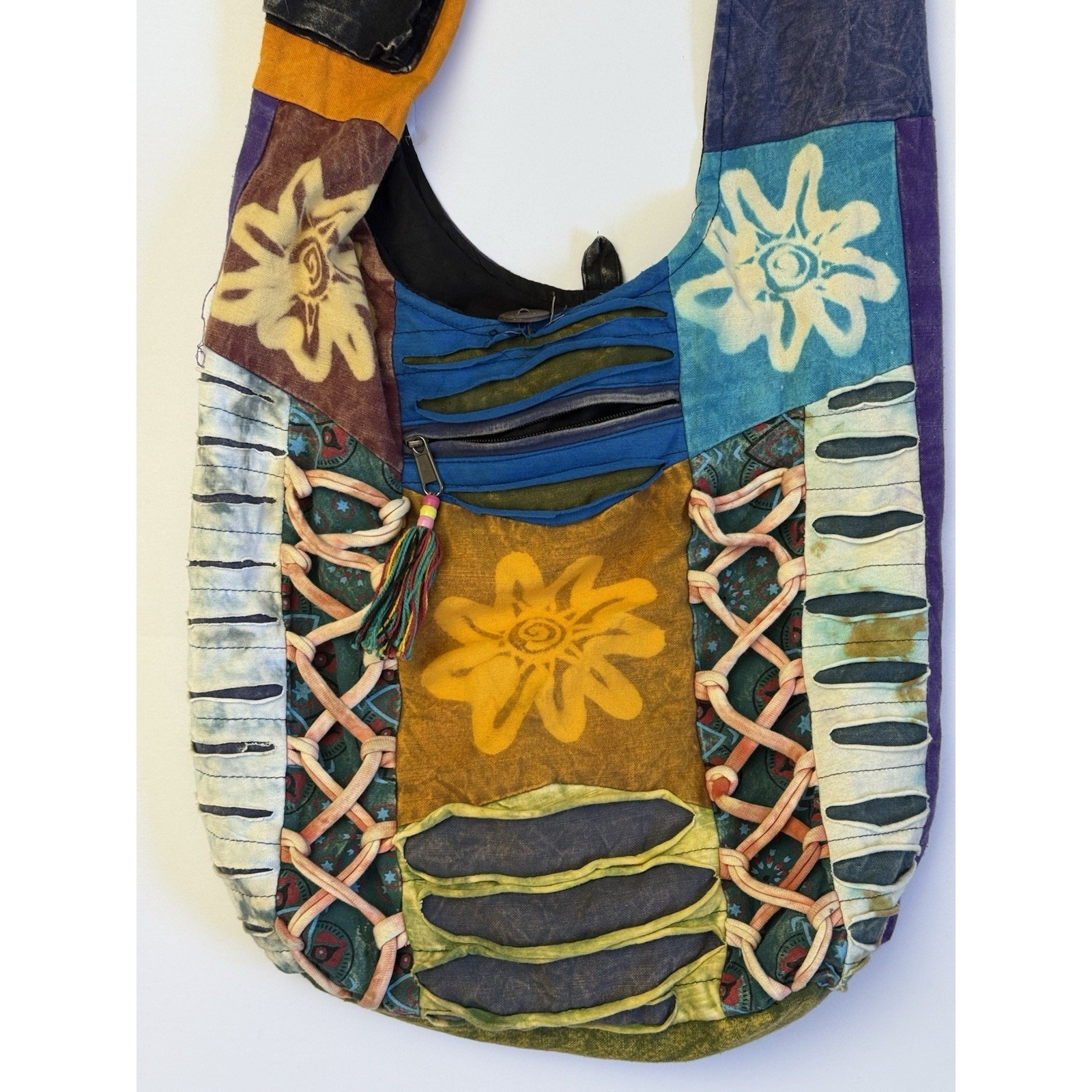 India Boutique Patchwork Hobo Bag Nepal Cotton Ra… - image 2