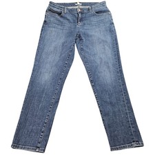 Eileen Fisher Straight Leg Jeans Womens 10 Blue Medium Wash Stretch Denim